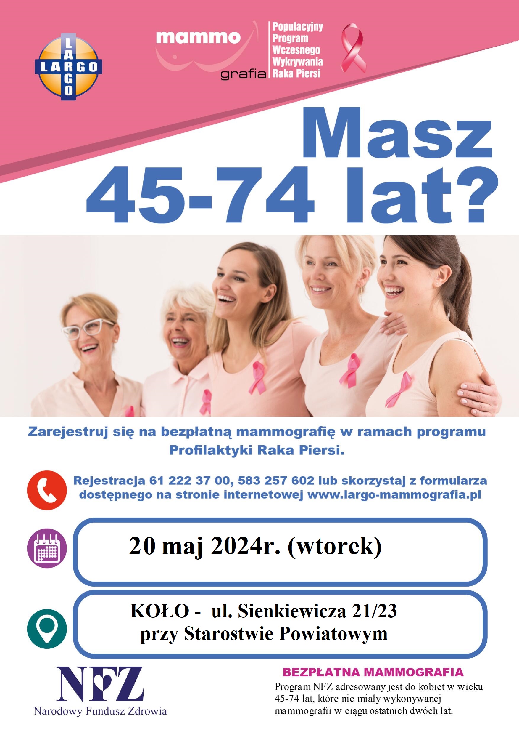 Bezpłatne badanie mammograficzne 