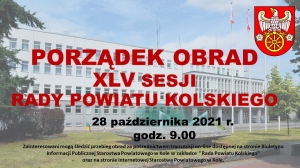 Zdjęcie: XLV sesja Rady Powiatu Kolskiego - porządek obrad