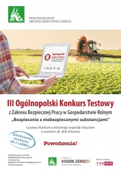 Zdjęcie: KRUS - III Ogólnopolski Konkurs Testowy z Zakresu Bezpiecznej Pracy w Gospodarstwie Rolnym!!!