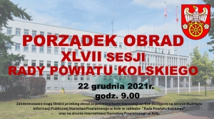 Zdjęcie: Porządek obrad XLVII Sesji Rady Powiatu Kolskiego
